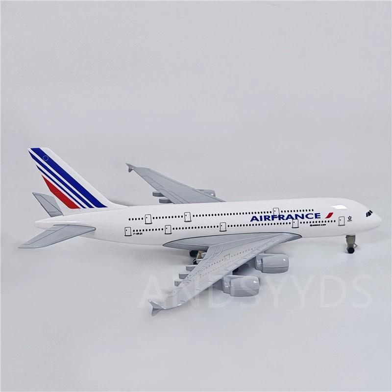 Room Decor 20cm A380 Miniature Plane Metal 1/400 Scale Air France Airlines Aircraft Alloy Model Diecast Aviation Collectible