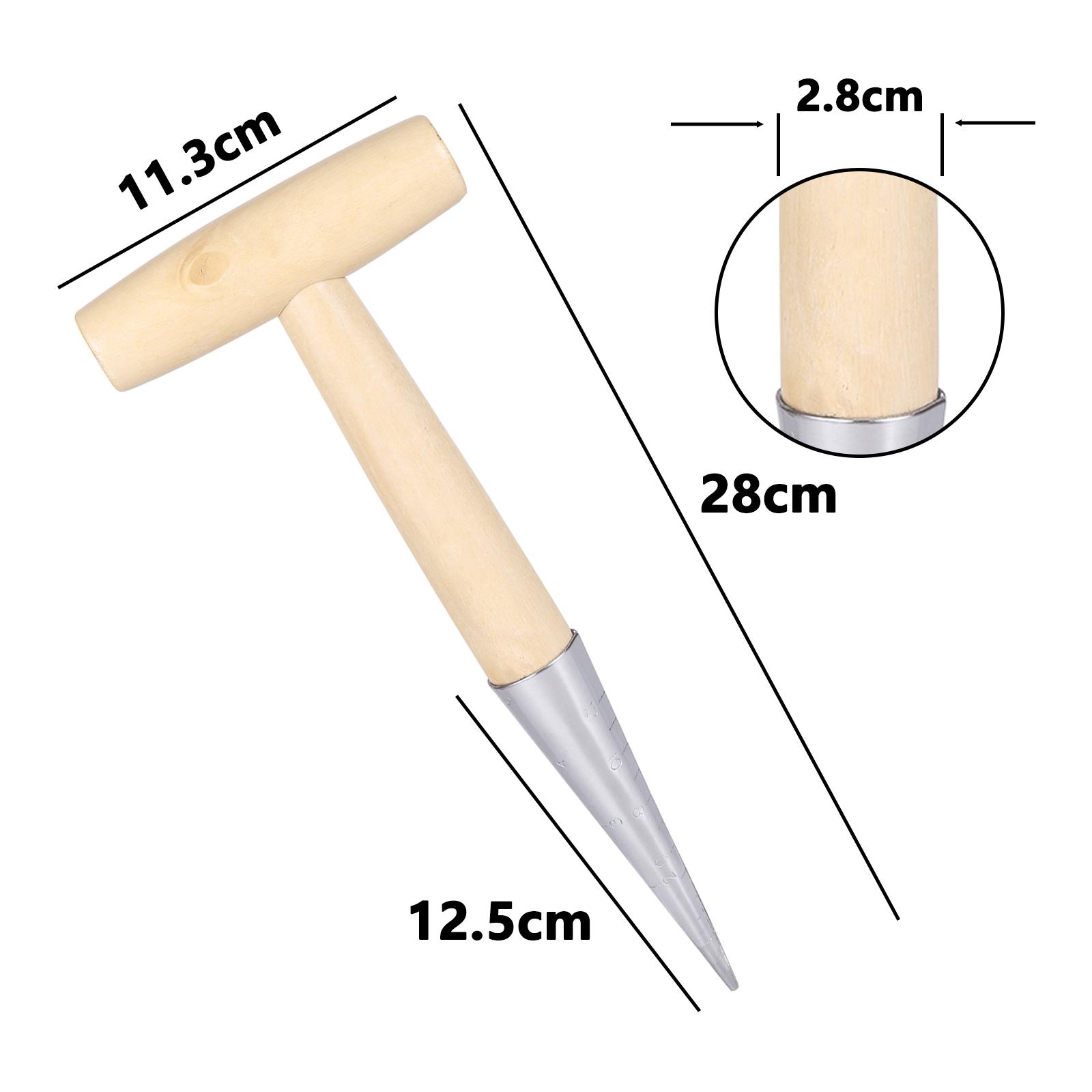 

Hand Sow Dibbler With Wood Handle For Sowing Seeds Transplanting Plants Planting Bulbs Digging Gardening Garden Hole Punch Tool