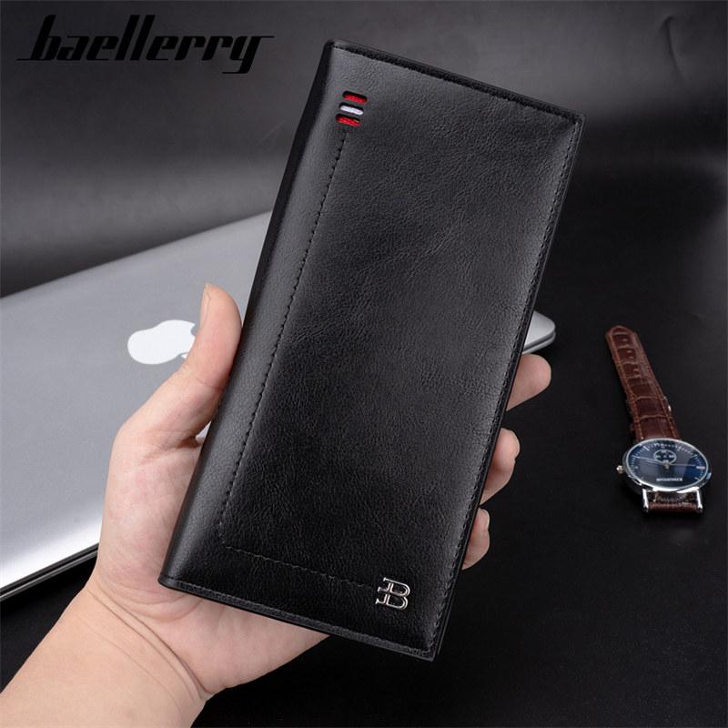 Baellerry Men Long Wallets Vintage Design Card Holder Artificial Leather Business Wallet Money Bags