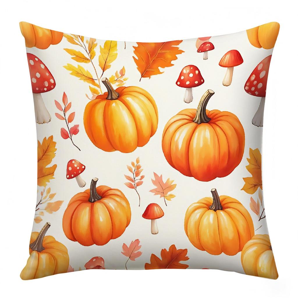 Thanksgiving Warm Colors Warm Atmosphere Harvest Pumpkin Series Pillow Print Living Room Decorative Cushion Cover