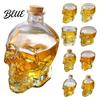 Brandy Glass Bottle With Cork Skull Shaped Decanter 3D Gothic Whiskey with Wine Stopper Novelty Liquor Dispenser for Home Bar Halloween Gift Unique