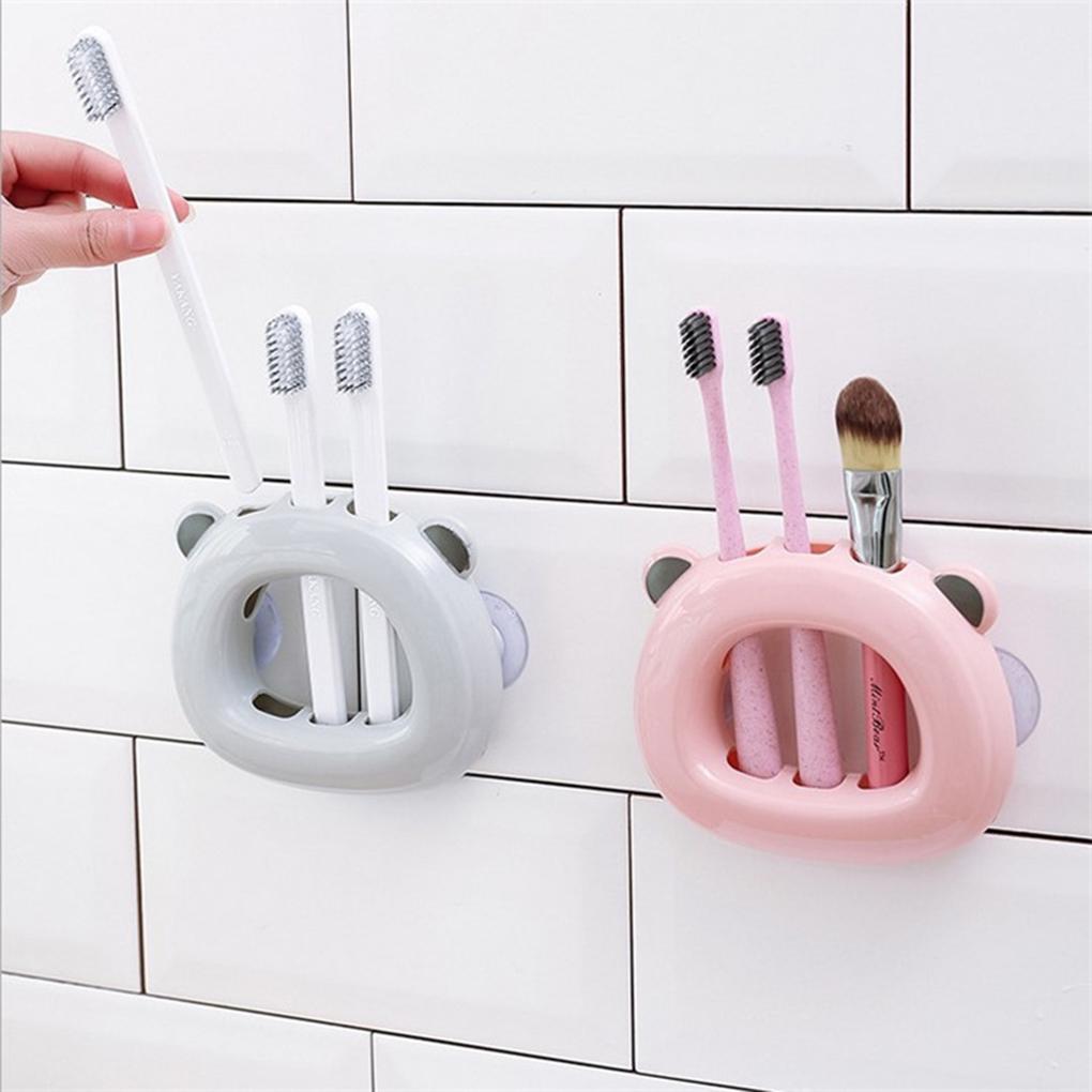 Cartoon Toothbrush Holder Wall Mount Sticker Bathroom Suction Cup For Kids