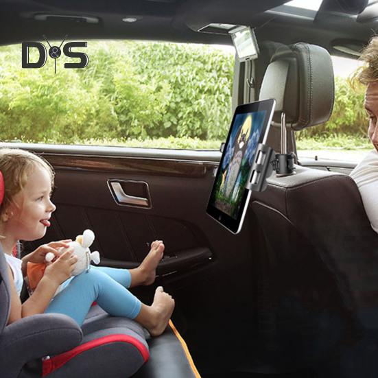 Car Tablet Holder Headrest Mount Anti Slip Silicone Buckle 360 Degree Rotatable Adjustable Universal Auto Seatback Phone Support Bracket Car