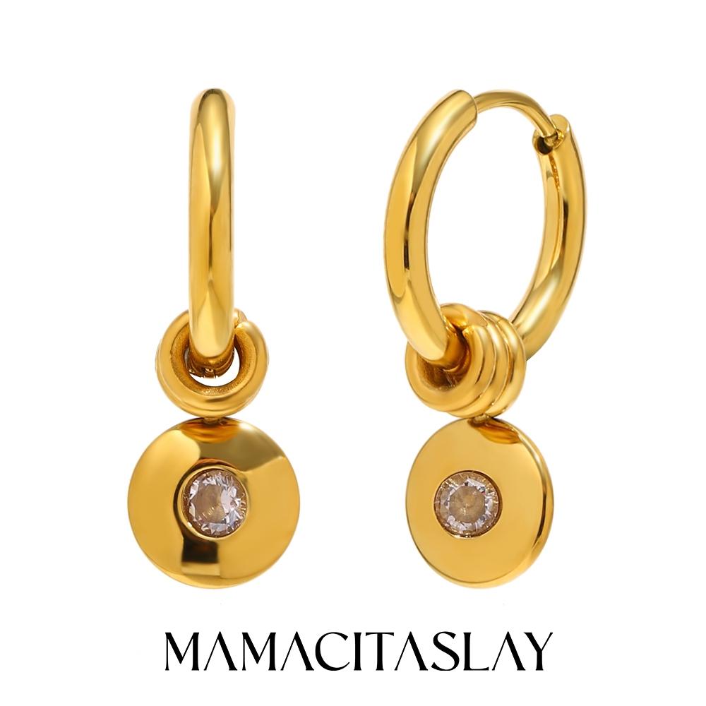 MamacitaSlay 316L Stainless Steel Multi Colored Zircon Hoop Earrings 18K Gold Plated Waterproof Jewelry Women's Minimalist Gifts