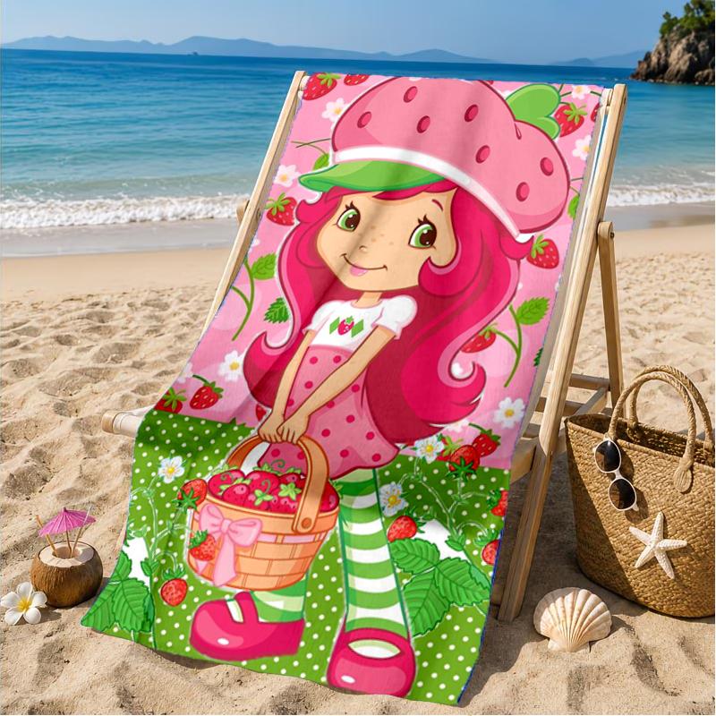 Erdbeer-Kätzchen Strandtuch, Mikrofaser-Strandtuch, Perfekt für Pool, Strand, Reisen, Heimdeko Strandparty Fan Geschenke