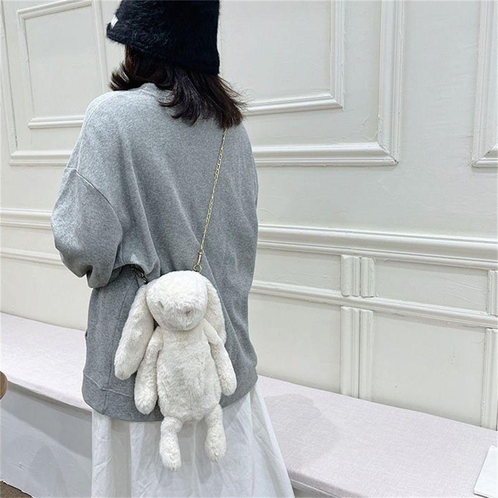 Chain Strap Plush Shoulder Bag Long Ear Rabbit Plush Bags Crossbody Bag  Children's Bag