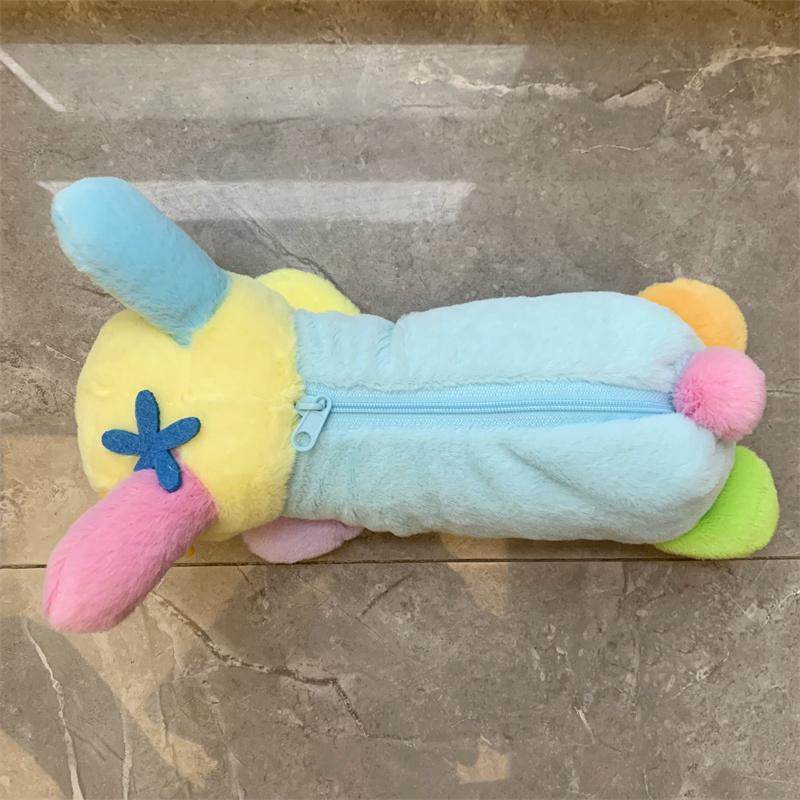 Cute Rabbit Plush Pencil Case Kawaii Bunny Stationery Pouch for Girls School Supplies Storage Bag Gift