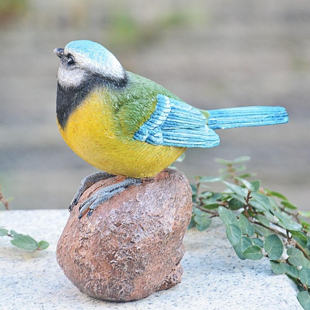 Cute Miniature Bird Figurine Vintage Small Animal Model Garden Bird Sculpture  Indoor Outdoor