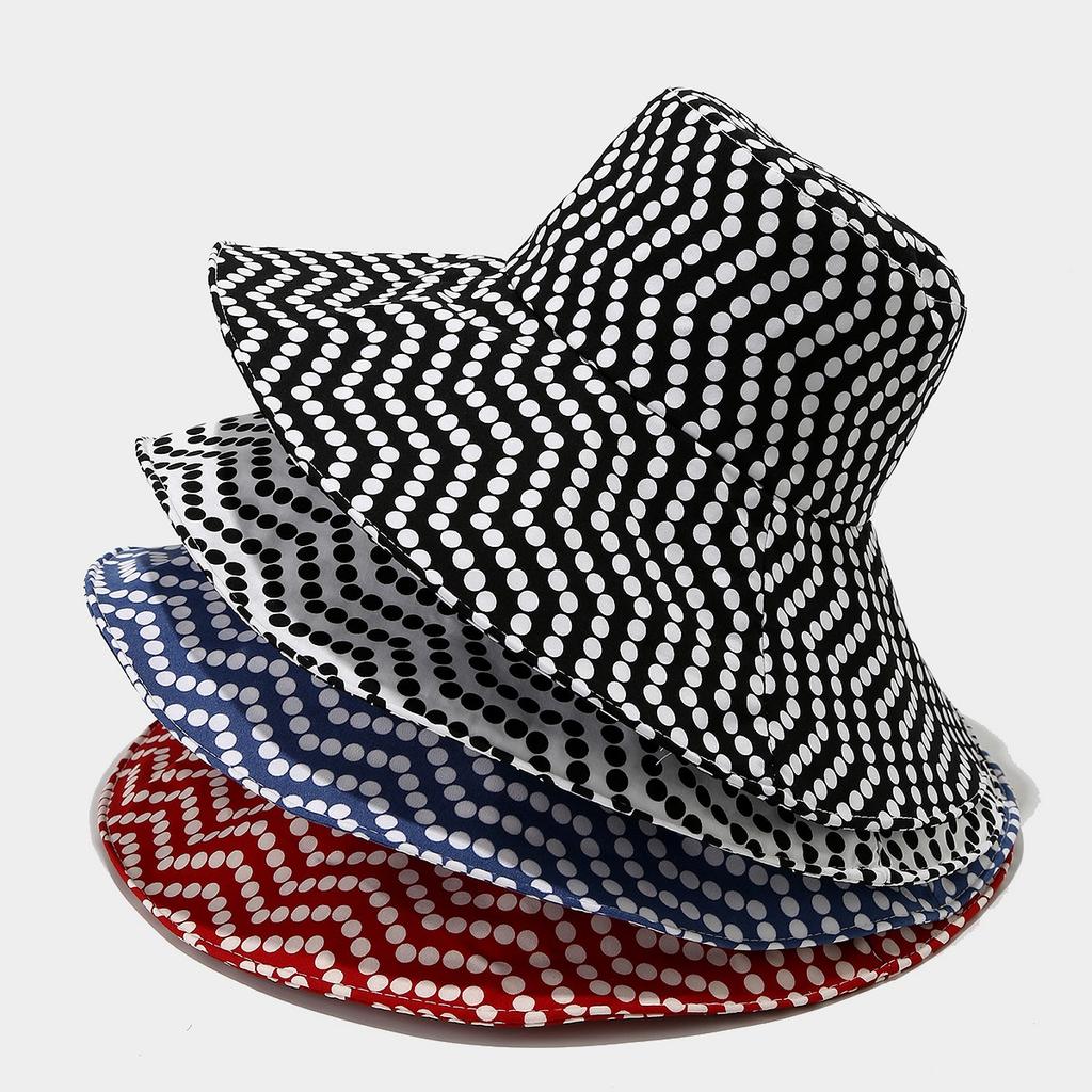 Polka Dot Large Brim Bucket Hat, Foldable UV Protection Sun Cap for Women Travel Beach Camping Outdoor Casual Headwear