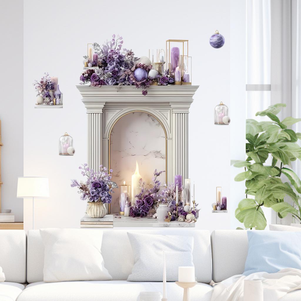 Decorative Floral Arch Wall Sticker Self-Adhesive Removable for Bedroom Living Room Study Background Home Decor