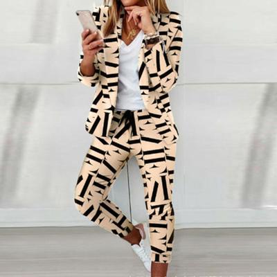 2 pezzi/set cappotto formale da donna, pantaloni, set, colletto rovesciato, stampa scozzese, maniche lunghe, giacca, vestibilità slim