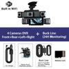 1080P Quad Dash Cam, 4-Channel 4-Screen Display, WiFi, Phone Sync, Rear View, Night Vision, Wide Angle