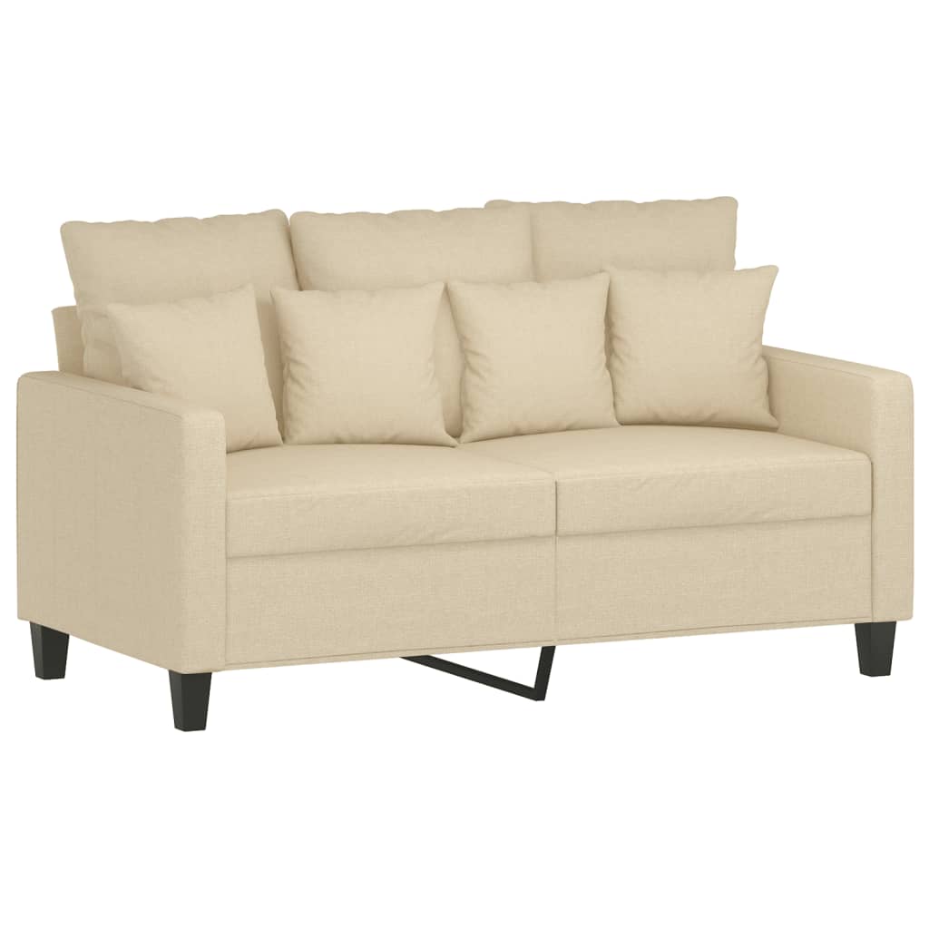 2 Piece Cream Fabric Sofa Set with Cushions
