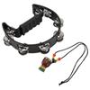 Handheld Tambourine with Hanging Decor Metal Bells Half Moon Drum Black Hand Percussion Instrument for Party Dance