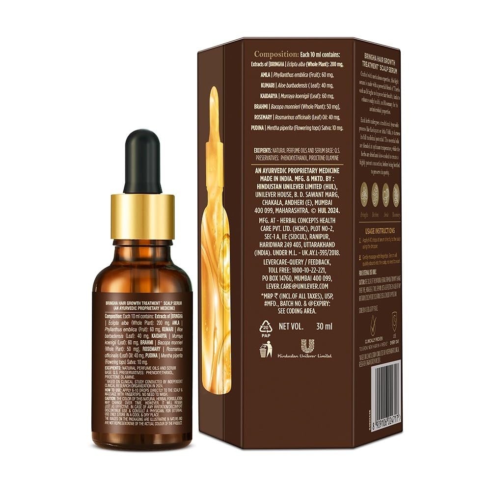 Indulekha Bringha Hair Growth Scalp Serum 30ml Pack Of 1 Lightweight Non Greasy Ayurvedic Formula For Stronger Fuller Healthier Hair