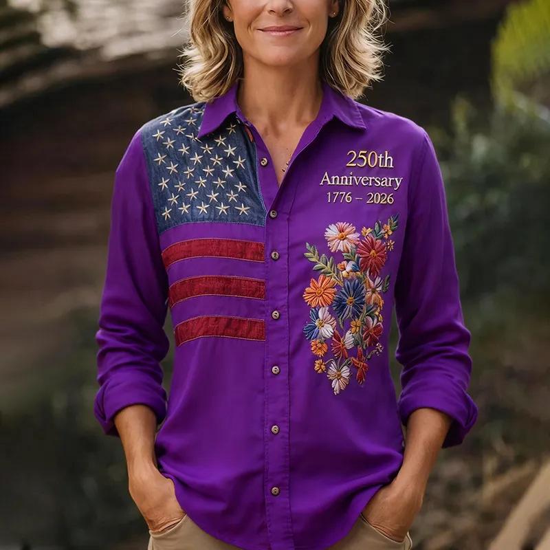Chemise à manches longues rétro imprimé numérique 3D pour femme Printemps 2026