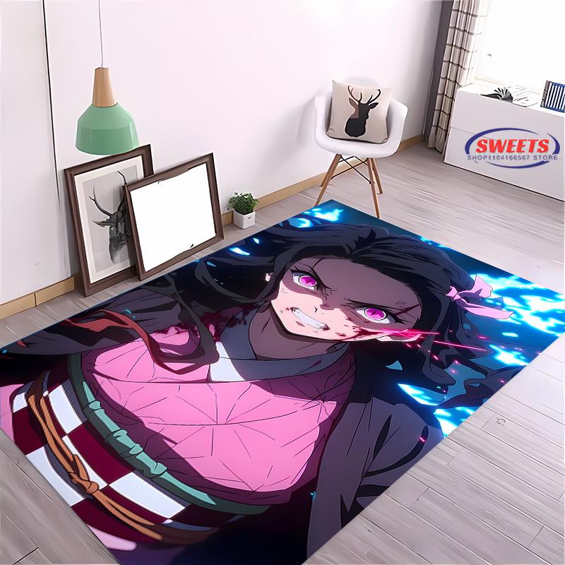 NO.2 Classic Demon Slayer Kamado Nezuko Theme Carpet,Living Room Bedroom Office Kid Room of Choice,Non-slip Machine Washable Mat