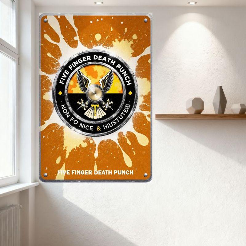 Five Finger Death Punch Non-Fiction & Justified (R) Vintage Metal Tin Sign, Rock Band Home Wall Decor for Man Cave Bar Cafe