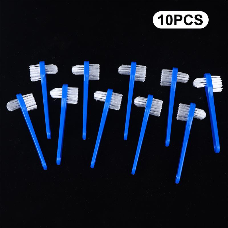 10Pcs Double-Sided Denture Toothbrush Cleaning Brush for Invisible Braces Retainer Oral Care Descaling Brush for Men & Women