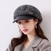 Retro octagonal hat women's autumn and winter versatile leather brim hat modified face shape thin women's hat supports mixed batch