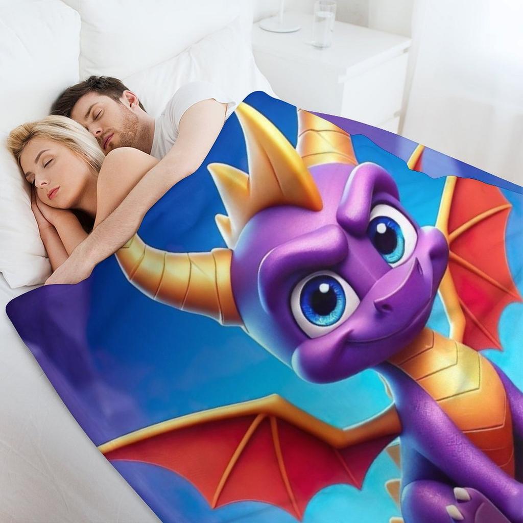 Chibi Spyro's Hoard - Adorable Guardian of Gemstone Treasure Throw Blanket for winter Furry Blankets