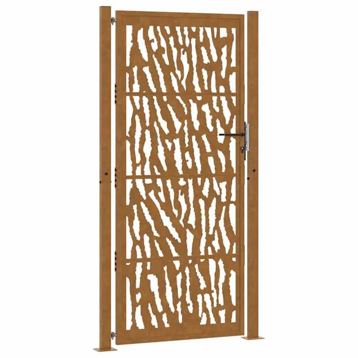 VidaXL Garden Gate Steel Weatherproof Design Traces, Fence Gate, Outdoor Gate, Metal Gate, 4100988