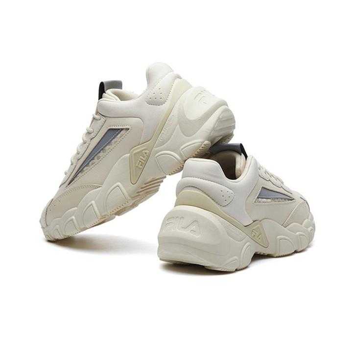 Fila Smasher Stoff Zwei-Schicht Rindsleder Bequem Vielseitig Low-Top Dad Shoes Damen Sneaker Beige F12W134144FAN