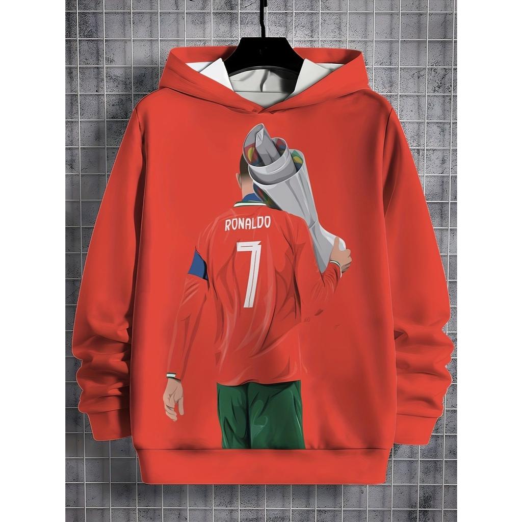 Children's Hoodie with Letter C Pattern, Trendy Children's Hoodie for Boys, Casual Hooded Long Sleeved Pullover