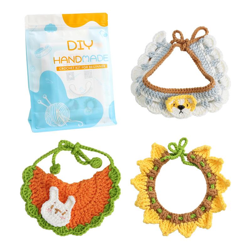 Dog Sunflower Pet Decoration Collar Hand-knitted Woolen Necklace Material Pack Cute Cat Saliva Cloth