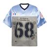 Ins College Style Contrasting Cartoon Print V-Neck Jersey Women's Mesh Breathable Short Sleeved T-Shirt Men's Loose Casual Top