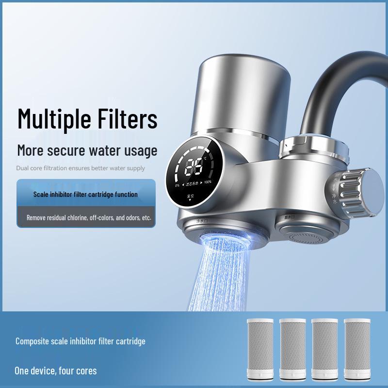 Smart Digital Faucet Water Purifier & Scale Inhibitor - Tap Filter for Kitchen & Bathroom, Detachable & Washable.