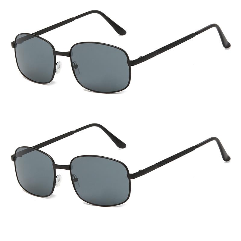 2PCS Polarized Simple Fashion Square Metal Sunglasses Women Men Minimalist Trend Luxury Sun Glasses Pool Party Man Lady Glasses