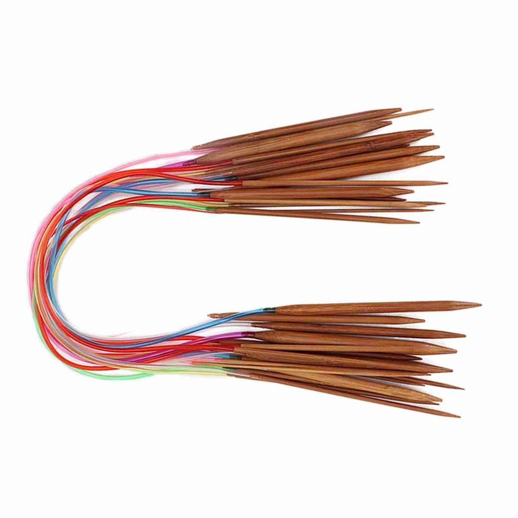 Multicolor Plastic Pipe Carbonized Double Annular Bamboo Sweater Needles(100 Cm39.4 In)