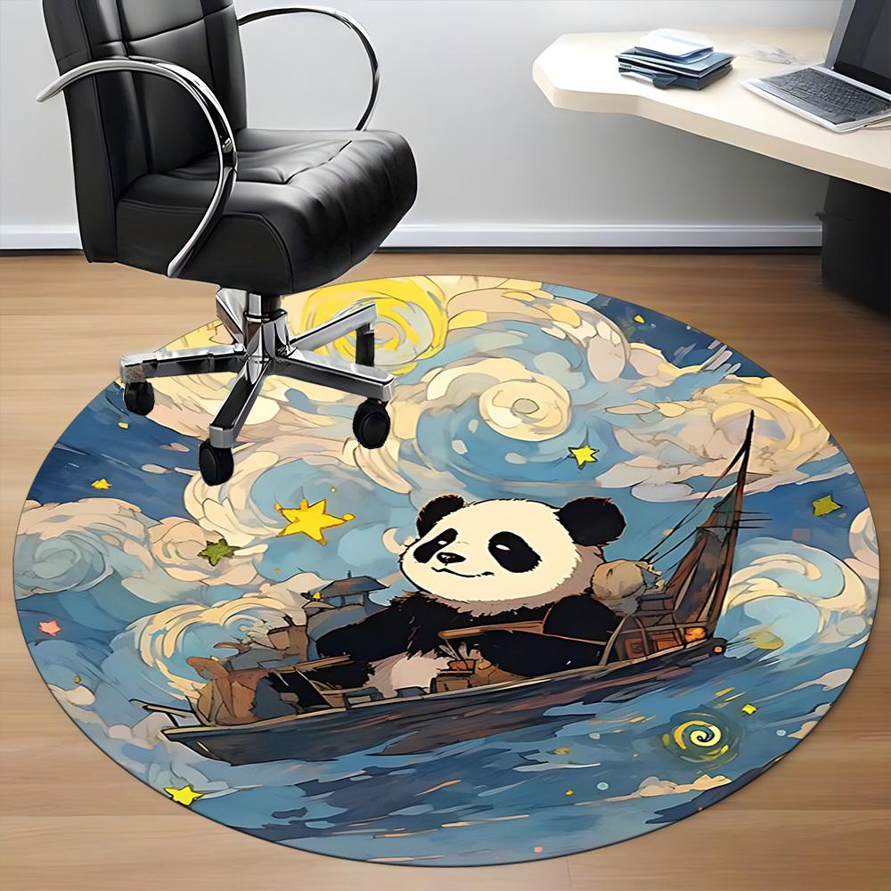 1pc Panda Starry sky Office Round Area Rug, Indoor Mat Suitable For Office, Under Office Chairs Bedroom Living Room Home Decor, Room Deco 011