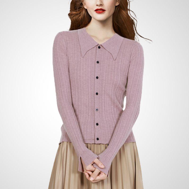 

European and American Fashion All-Match Pink Knitting Cardigan Female 2025 Autumn New Arrival Silm Slim Fit Sweet Elegant Sweater Top Pink (M192) M