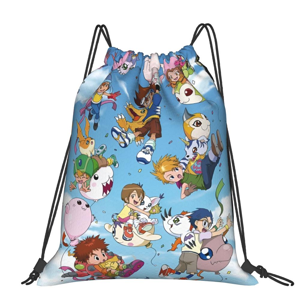Custom D-Digimons Drawstring Bags for Shopping Yoga Backpacks Men Women Cartoon Sports Gym Sackpack