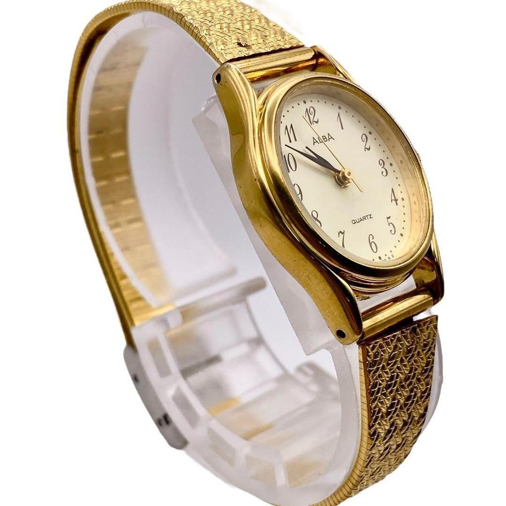 [USED] SEIKO ALBA Oval Gold Quartz Women's Watch 1192