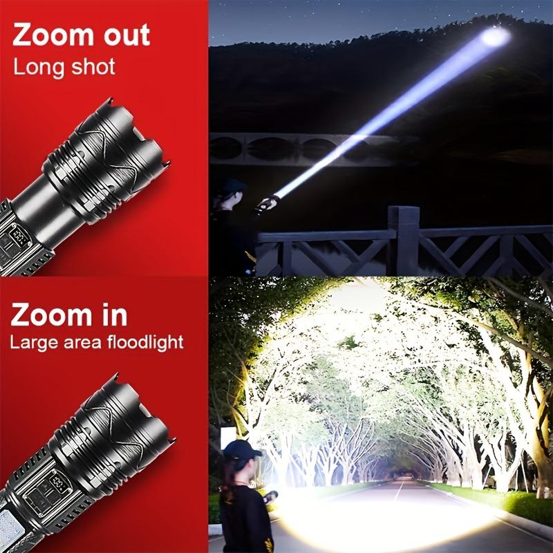 1Pc Adjustable Flashlight, Long Battery Life, Suitable for Camping, Running, Hiking, Fishing, Mountaineering, Etc.