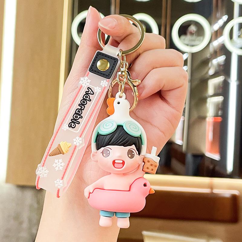 Adorable Little Duck Keychain Car Pendant - Personalized Bag Charm & Exquisite Birthday Gift Single OPP Bag Packaging