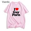 ZX TEE I Love Gay Porn Mens T Shirts Casual Summer LGBT T Shirt Unisex Short Sleeve Streetwear Round Neck Men's Cotton T-shirt