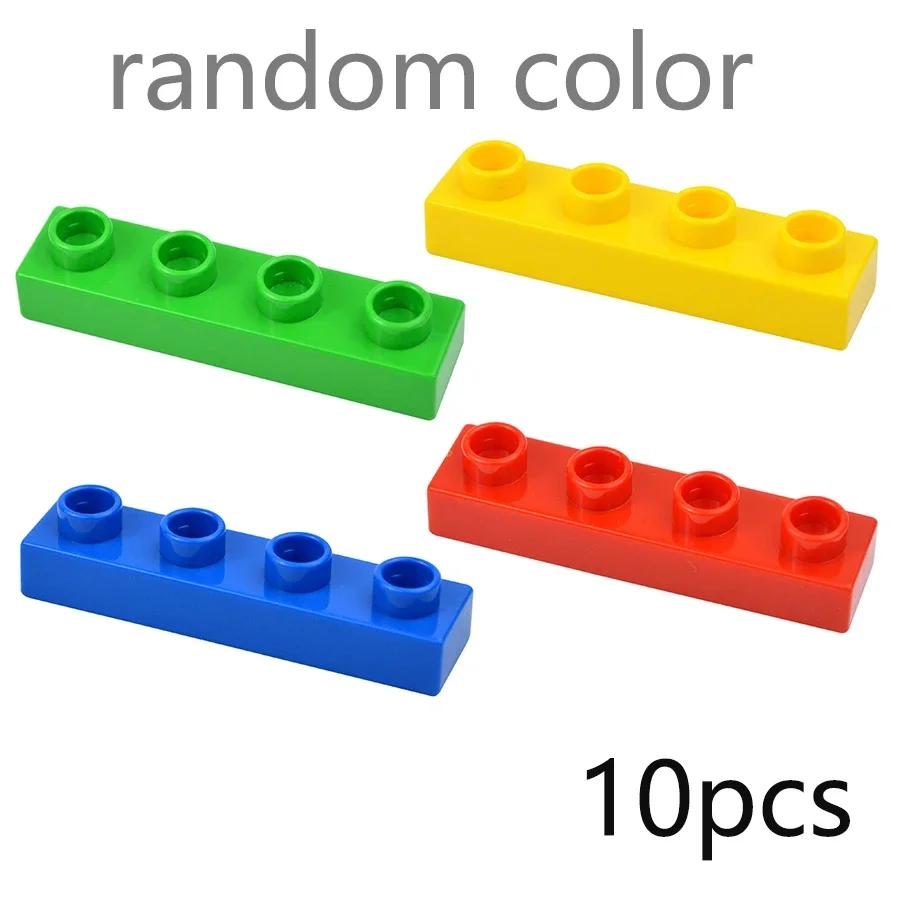 

10Pcs Big Size Building Blocks 1x4 Dots Bulk Thin Figures Bricks Educational Creative Large Size Model Toys Compatible Duploes