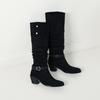 Women's high-heeled boots autumn and winter new thick-heeled suede mid-boots in size
