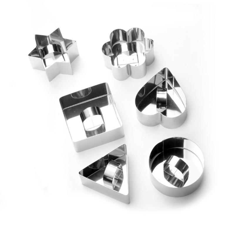 6 Pcs Cookie Cutters Moulds Stainless Steel Baking Utensil Cartoon Geometric Gift for Baking Lover Easy to Use