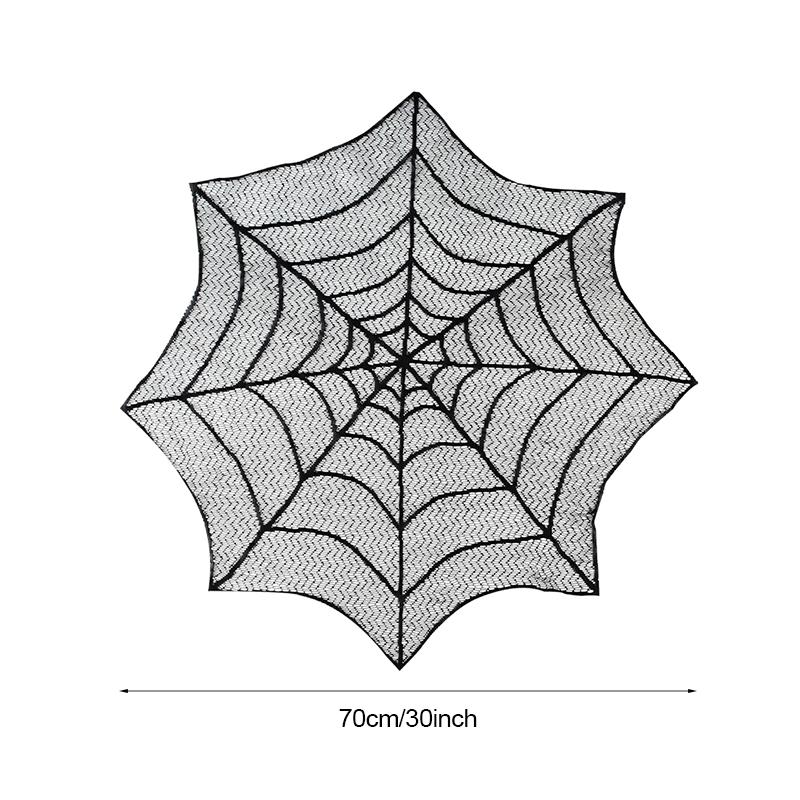 Halloween Bat Table Runner Black Spider Web Lace Tablecloth Fireplace Curtain for Halloween Party Home Decoration Horror Props