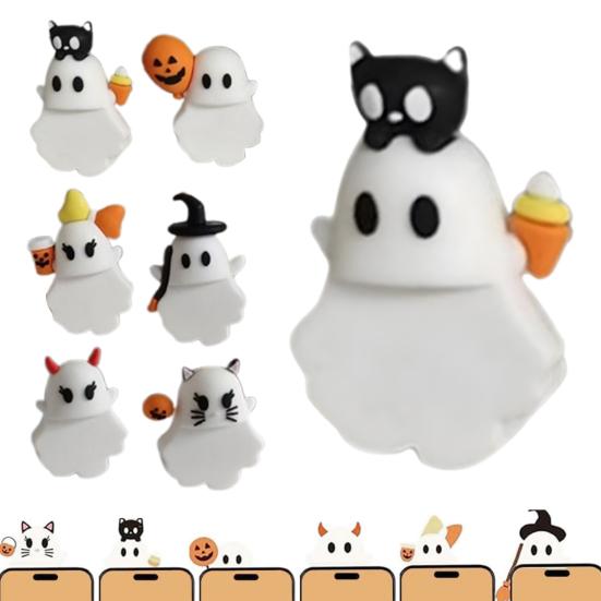 Halloween Ghost Phone Buddy Mini Ghost Figures Adhesive Phone Accessory Cute Stick-On Ghost Phone Topper for Smartphone Desk Decor