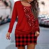 Women's Dress Sweatshirt Dress Print Fashion Loose CrewNeck Fake Two-Piece Stacked Patchwork Streetwear Outdoor Daily Long Sleeve Dress