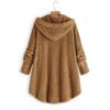 Women S Solid Color Hooded Button Plush Casual Coat
