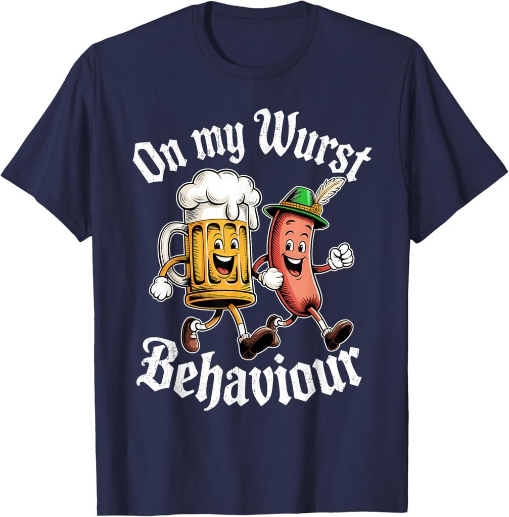 Oktoberfest auf Meinem Wurst Verhalten Deutsches Bier Wurst Frau Mann T-Shirt Mode Lässig Baumwolle Grafik T-Shirts Streetwear