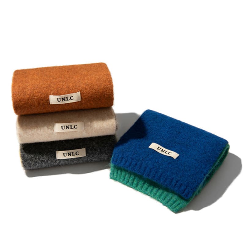 

U&lc Two Tone Layer Knit Muffler[4color] GREEN BLUE