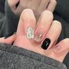 Dark Glam Sparkle Nails: Spicy Glitter Diamond Stars False Tips Collection